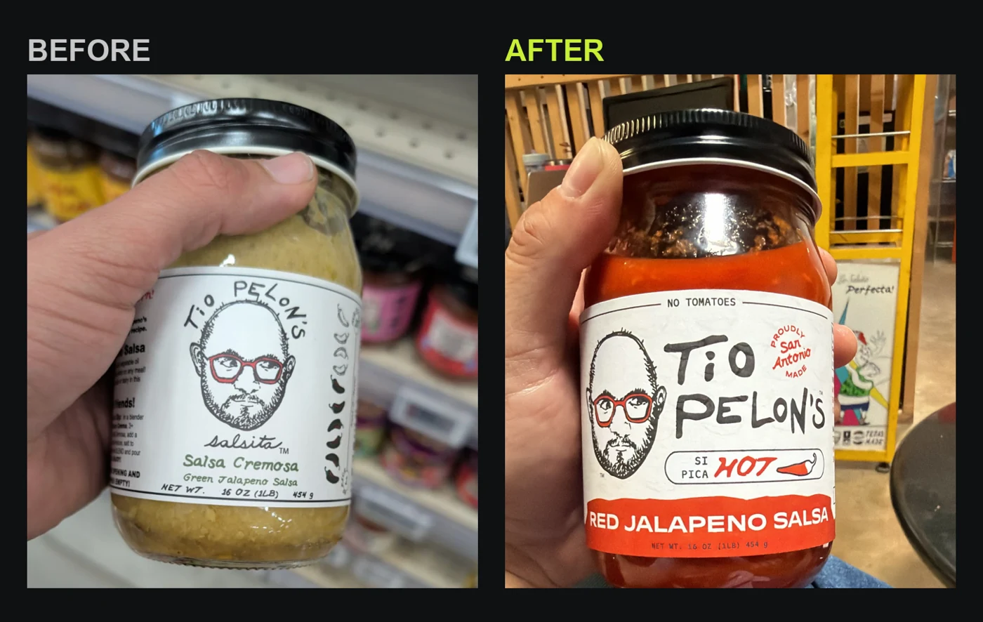 Tio Pelon&rsquo;s label before and after the data-driven redesign